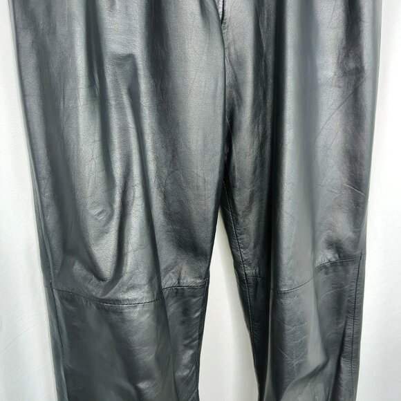 Vintage Black Leather Pants 2 X Small Tapered Womens - Picture 3 of 9